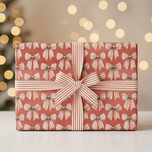 Papel De Regalo Lazos de rayas rojas y blancas Navidad