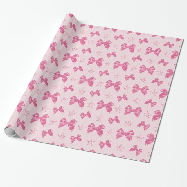 Papel De Regalo Lazos de satín rosa hermosos (Desenrollado)