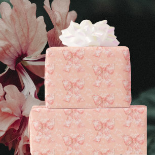 Papel De Regalo Lazos florales de toile de melocotón vintage