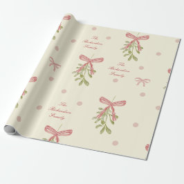 Papel De Regalo Lazos Grandmillennial de Muérdago Navidad Elegante