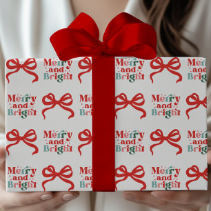 Papel De Regalo Lazos Rojos Navideños Alegres y Brillantes
