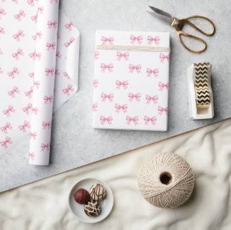 Papel De Regalo Lazos rosados Coquette Patrón estético adorable en