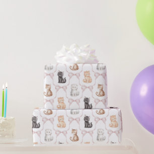 Papel De Regalo Lazos Rosados Gatitos Lindos Cumpleaños Gatos