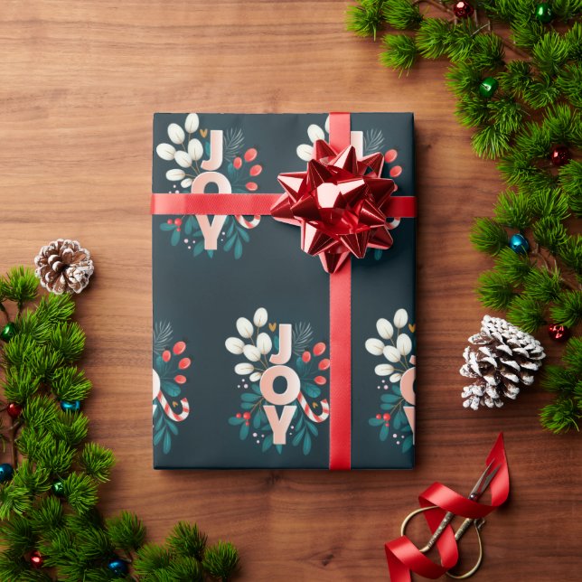 Papel De Regalo Le Deseamos JOVEN, Navidades Candy Cane & Foliage (Regalo de vacaciones)