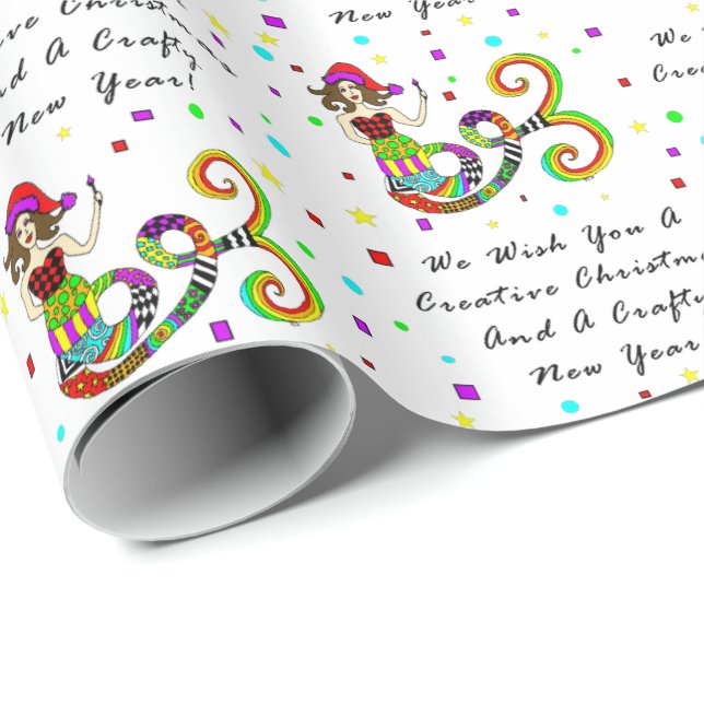 Papel De Regalo Le deseamos una sirena creativa del navidad (Esquina del rollo)