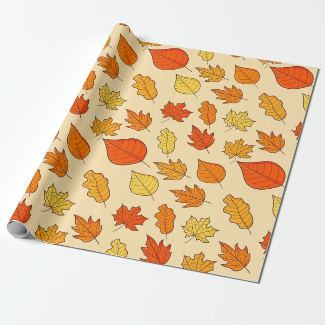 Papel De Regalo Leaf Concept Pattern. Leaf Fall and Autumn Symbol, (Desenrollado)