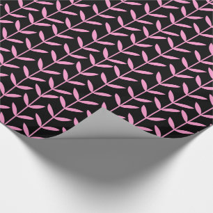 Papel De Regalo Leaf Stems - Rosa en negro