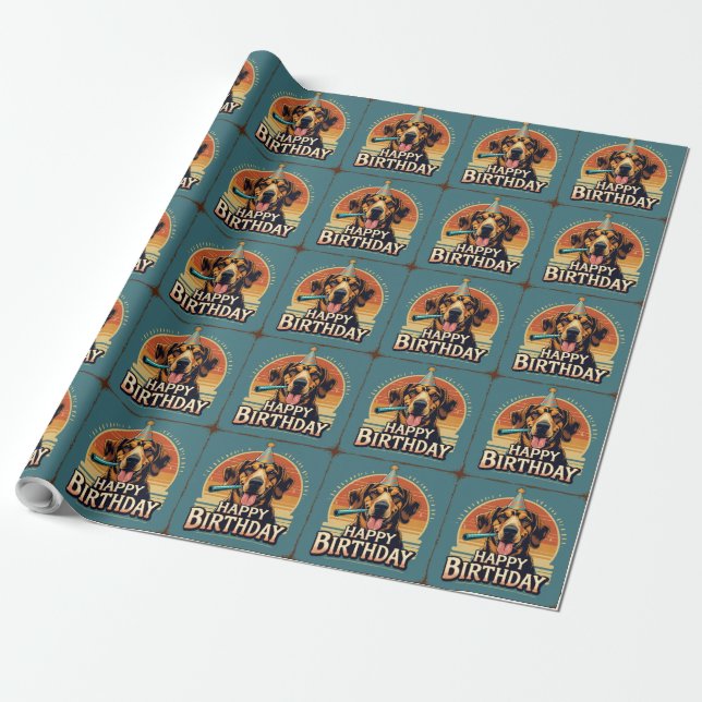 Papel De Regalo Lebrel Afgano Colorido  (Desenrollado)