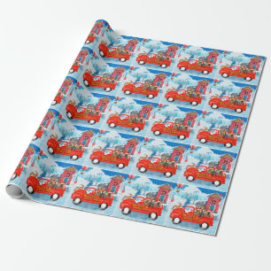 Papel De Regalo Lebrel Afgano Perro en Camión de Entrega de Navida