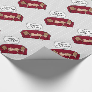 Papel De Regalo Lebrel Gris (beige) Perro Perezoso Durmiendo Diver