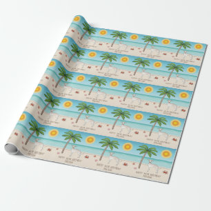 Papel De Regalo Lebrel italiano crema en playa tropical de verano