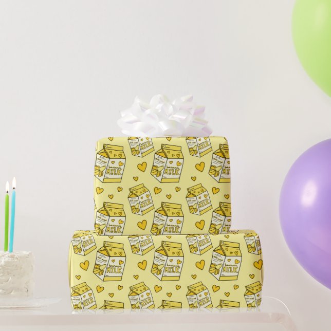 Papel De Regalo Leche banana suave amarillo (Regalos de fiesta)