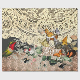 PAPEL DE REGALO LECHE DE HUMMINGBIRD Y FLORES