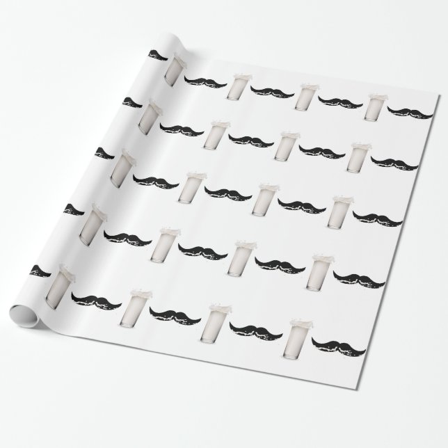 Papel De Regalo Leche Mustache (Desenrollado)