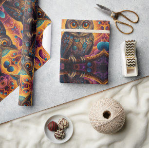 Papel De Regalo Lechuza cósmica de la sabiduría