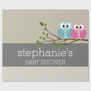 Papel De Regalo Lechuza cuta en bifurcación niña o niño ducha