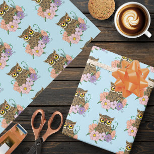 Papel De Regalo Lechuza de flores primavera pastoral
