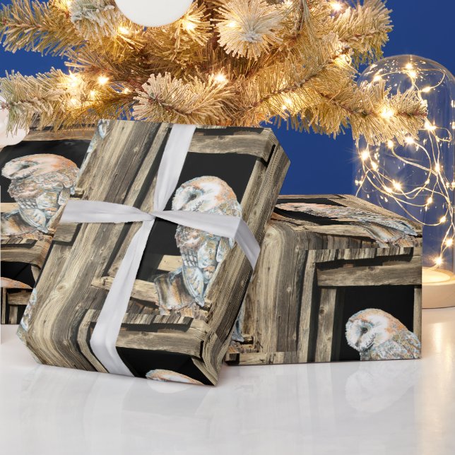 Papel De Regalo Lechuza de granero acuarela en el arte de la natur (Vacaciones)