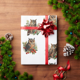 Papel De Regalo Lechuza navideña vintage