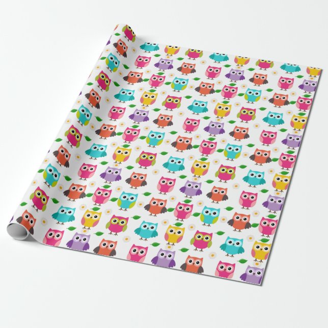 Papel De Regalo Lechuza rosa (Desenrollado)