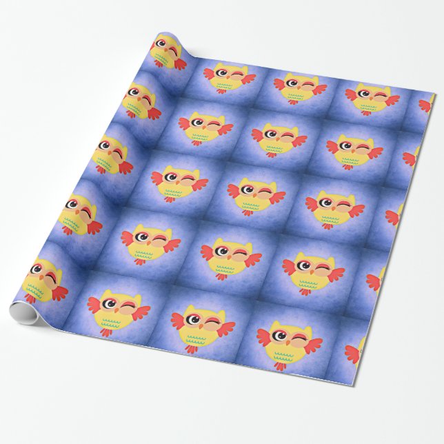 Papel De Regalo Lechuza Winking (Desenrollado)