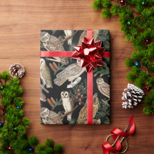 Papel De Regalo Lechuza y árbol de pino