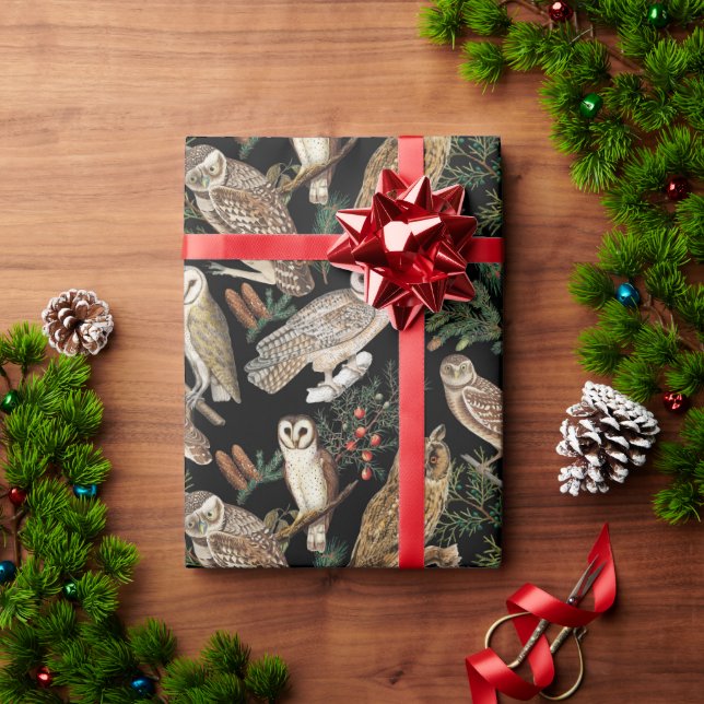 Papel De Regalo Lechuza y árbol de pino (Regalo de vacaciones)