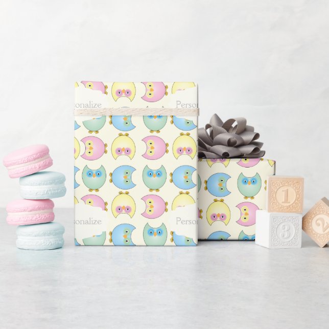 Papel De Regalo Lechuzas de pastel (Baby Shower)
