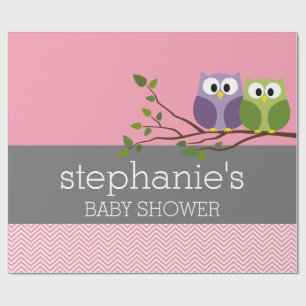 Papel De Regalo Lechuzas en la rama de la niña pequeña ducha ros