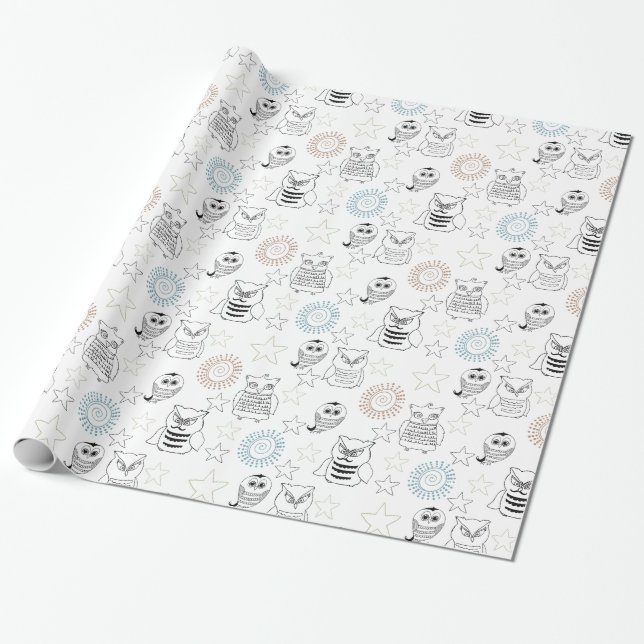 Papel De Regalo Lechuzas nocturnas (Desenrollado)