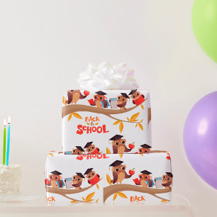 Papel De Regalo Lechuzas pequeñas de vuelta a la graduación escola