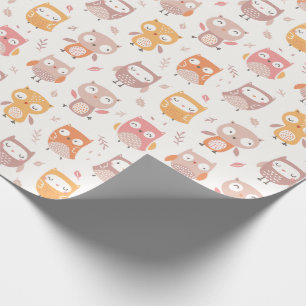 Papel De Regalo Lechuzas ricas en colores apagados
