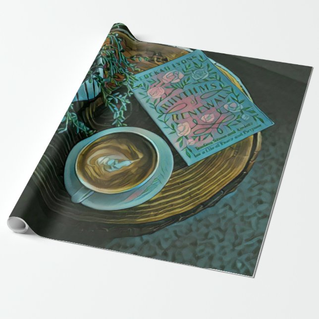 Papel De Regalo Leer libros, beber café (Desenrollado)