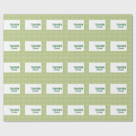 Papel De Regalo Lemon green white stripes teacher professor name c