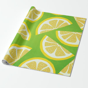 Papel De Regalo Lemon Slices en el fondo verde limón