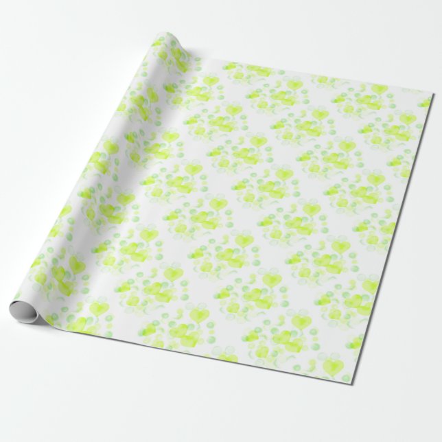 Papel De Regalo Lemon Yellow Love Hears (Desenrollado)