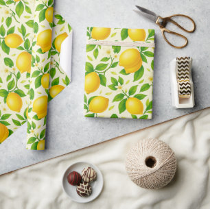 Papel De Regalo Lemones acuarelas y flores - Citrus fresco