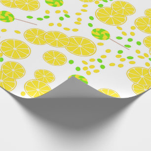 Papel De Regalo Lemones brillantes sin foco dulces lollipops