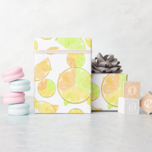 Papel De Regalo Lemones de color de agua fruta naturaleza cítrico 