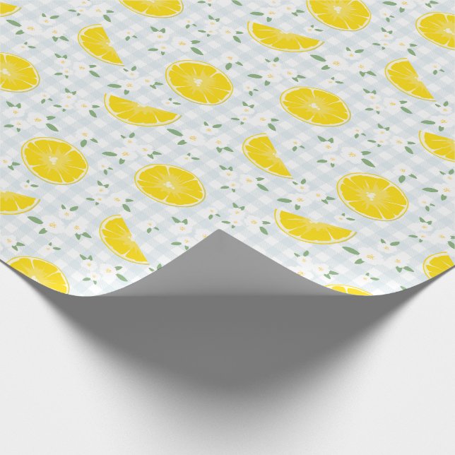 Papel De Regalo Lemones de época y patrón floral (Esquina)