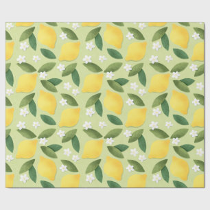Papel De Regalo Lemones: Flores blancas en fondo verde