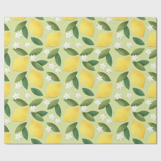 Papel De Regalo Lemones: Flores blancas en fondo verde (Costura)