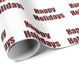 Papel De Regalo leñador rojo y negro plaid Happy Holidays