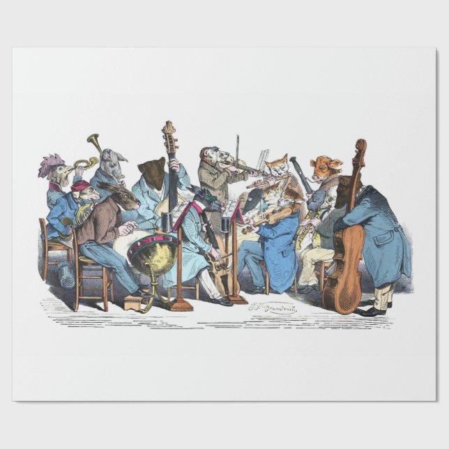 Papel De Regalo LENGUA MUSICAL ANIMAL GRANJA ORQUESTA Cumpleaños T (Superficie plana)
