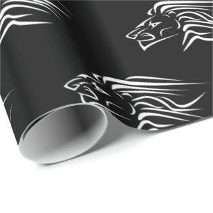 Papel De Regalo León - Blanco negro