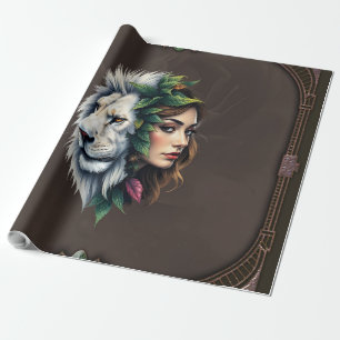 Papel De Regalo León blanco y mujer