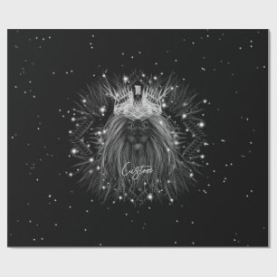 Papel De Regalo León con luz estelar y monograma de la corona