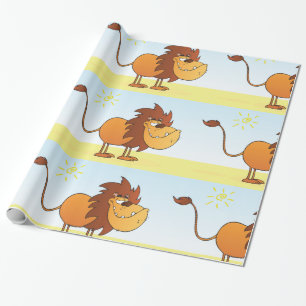 Papel De Regalo León de dibujos animados divertido en el sol anima