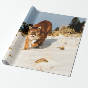 Papel De Regalo León de montaña sobre colina nevada