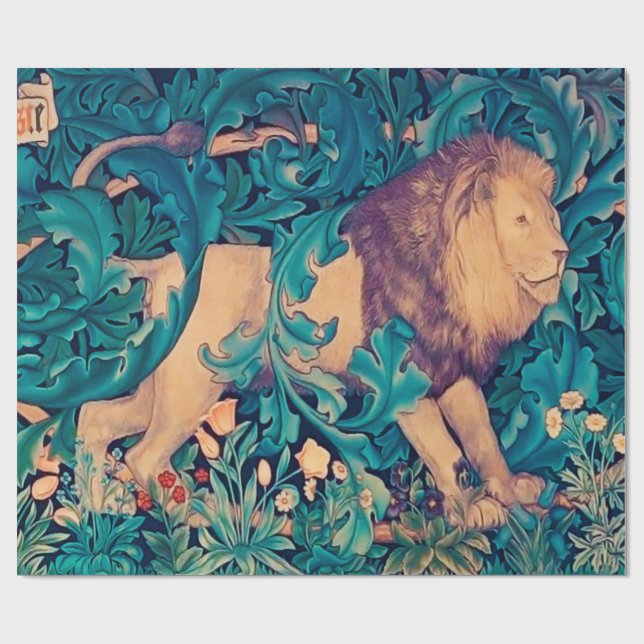 Papel De Regalo León en el bosque, William Morris (Superficie plana)